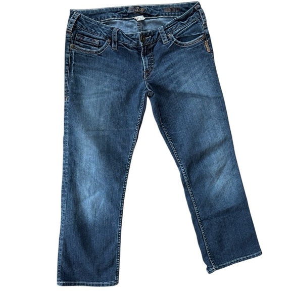 Silver Jeans Santorini Cropped Capri Stretch Low Rise Jean 30X25 Medium Wash - Picture 1 of 6
